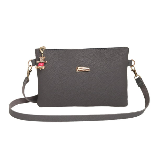 Aitbags Double Zip Handbag Crossbody Bags for Women 2 Compartments Messenger Purse with Adjustable Shoulder Strap 